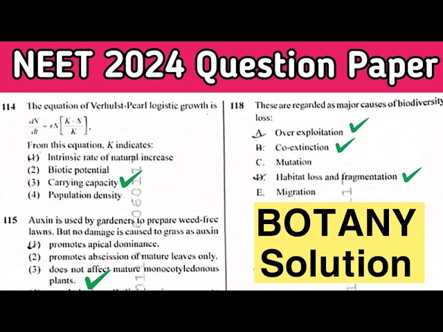 NEET Question Paper 2024 | Complete Solution | Botany Portion | NEET 2024 Solved Paper