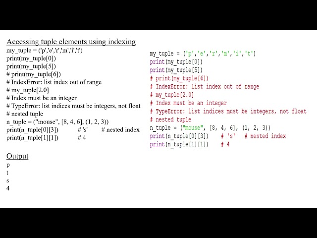 Python programming Tuples