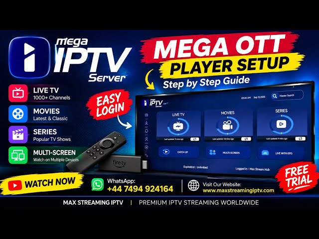 Mega OTT IPTV Player Demo | Live TV, Movies & Series | Max Streaming IPTV