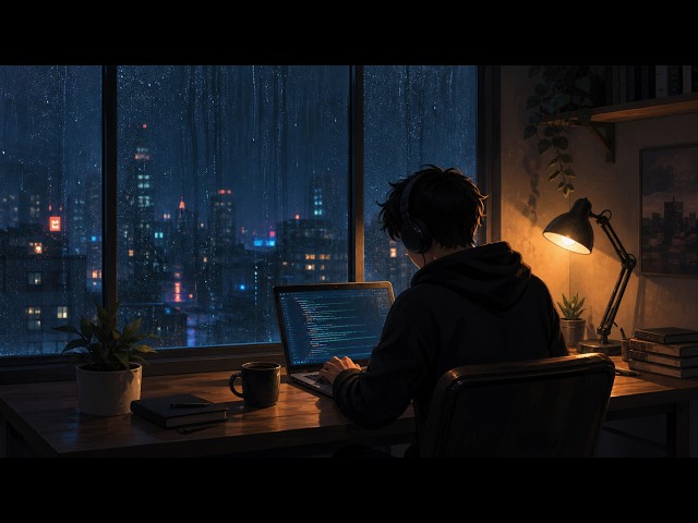 Midnight Coding 🌧️ Rainy Night Lofi Beats for Focus, Study & Programming
