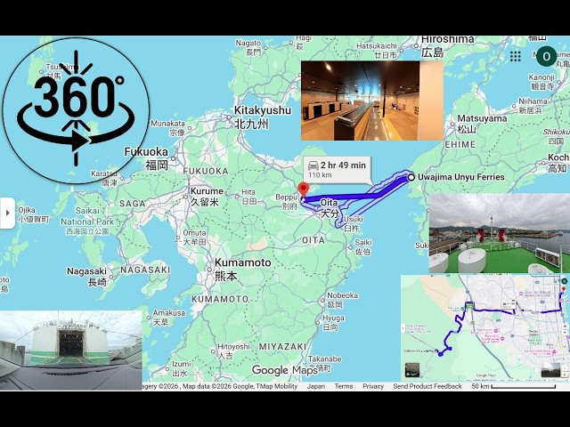 【360°動画】九州から四国へ　別府→八幡浜フェリー航路（入船・乗船・出航・下船）
