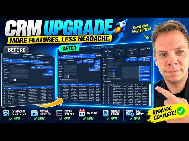 I Upgraded My Excel VBA CRM — 6 New Features (No Monthly Fee)