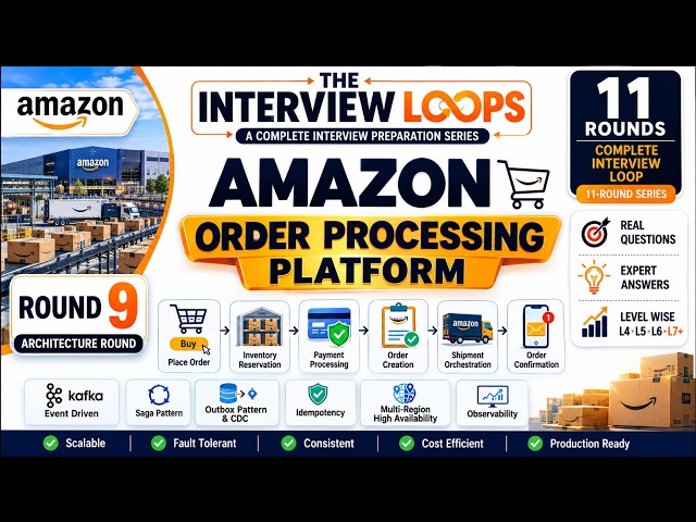 Amazon Interview Loop |Round 9 |Design Amazon's Order Processing Platform|Architectr Round(L5/L6/L7)