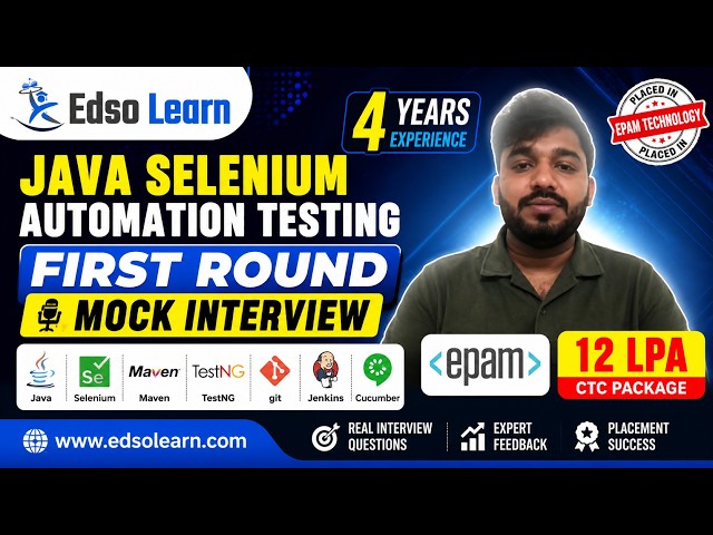 Java Selenium Automation Testing Mock Interview | First Round | 4 years of Experience | Edso Learn