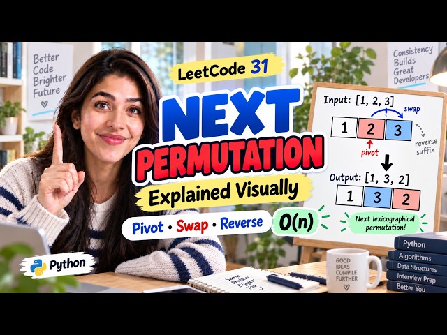 Next Permutation Explained Visually | LeetCode 31 | O(n) |Question 12