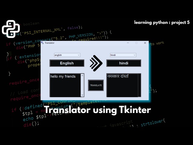 Language Translator using Tkinter . Learning python project-5