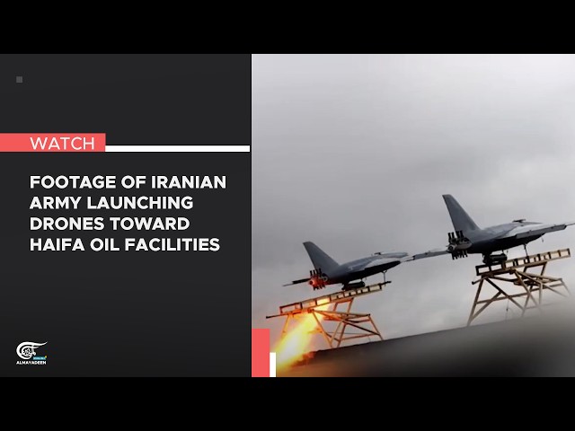 Footage of Iranian army launching drones toward Haifa oil facilities