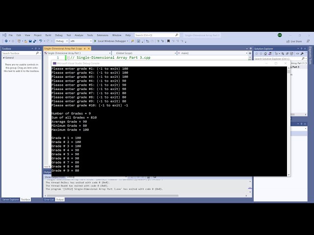 C++ Single Dimensional Array Part 3
