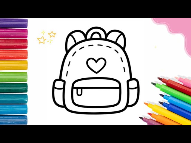 How to Draw a Cute Backpack | Easy Drawing for Kids 🎒💖