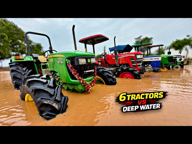 6 Tractor Vs Deep Water Crossing 😱 Who Made It Across? #tractorvideo