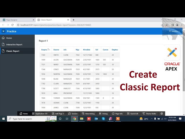 How to Create Classic Report in Oracle Apex | Mr Gactack