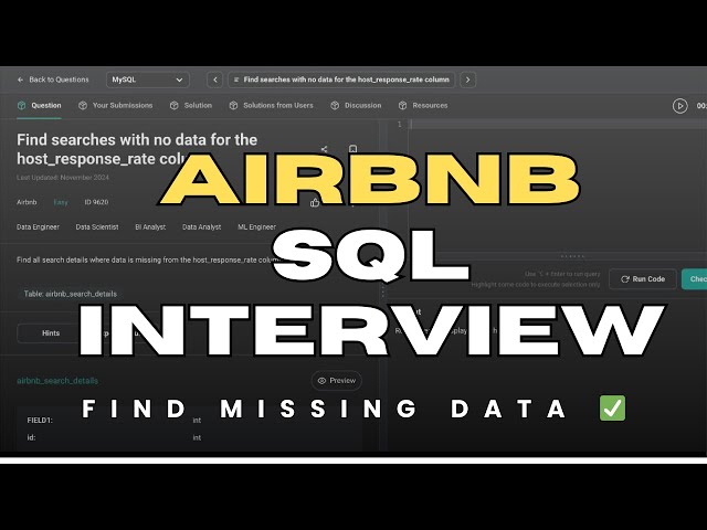 Airbnb SQL Interview Question: Find Missing Data in Host Response Rate | SQL Null Handling