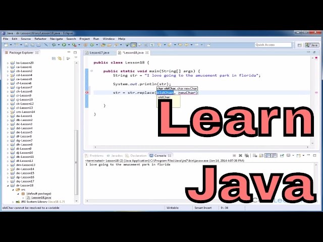 Lesson 18 - Java Basics - Replacing Characters In A String