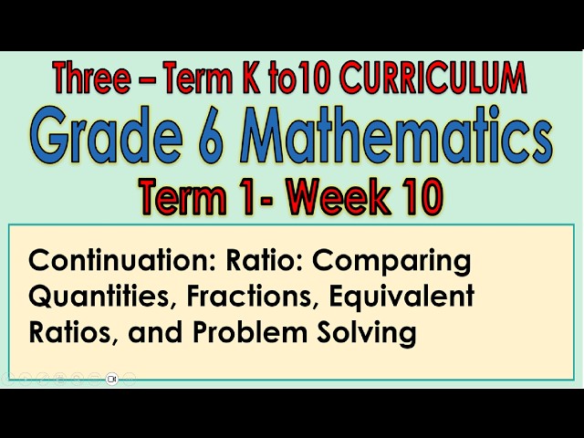 Grade 6 Mathematics Term 1 Week 10 - Comparing Quantities, Equivalent Ratios, and Problem Solving