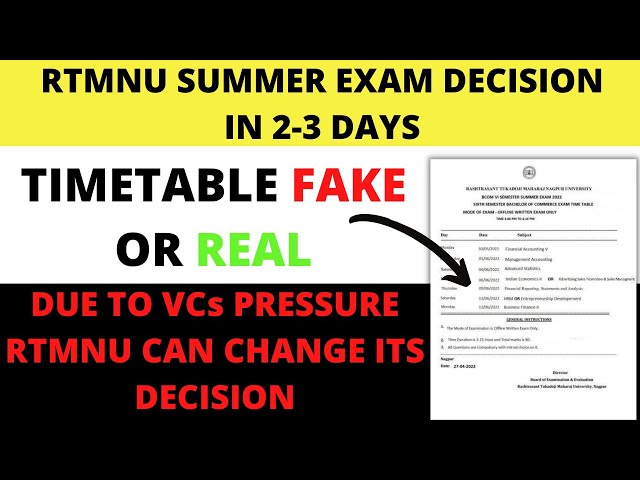 RTMNU Decision in 2-3 Days | In Equality in Decision | Timetable Fake or Real