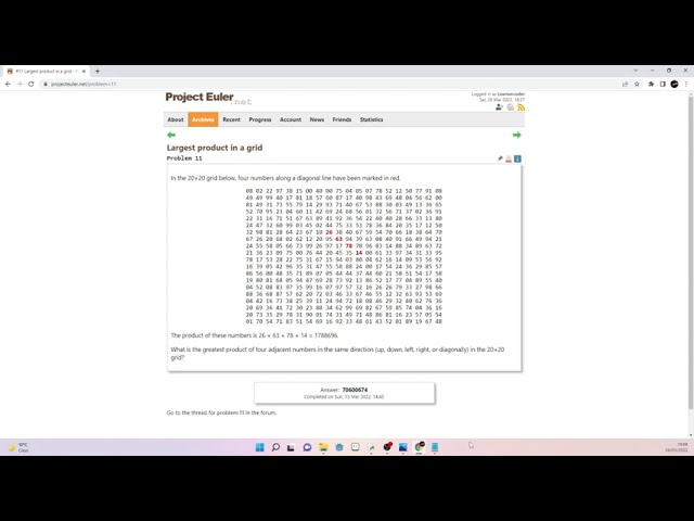 Project Euler 11 | Largest product in a grid | Python
