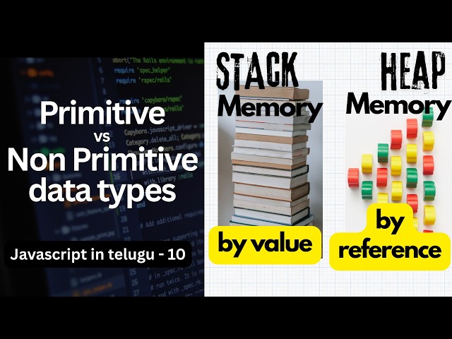 JavaScript Primitive vs Non-Primitive Data Types | Stack vs Heap Memory in Telugu