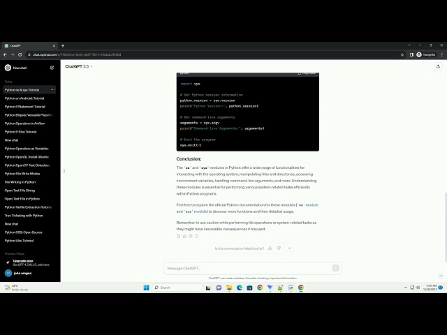 python os and sys modules