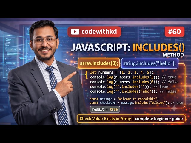 JavaScript Array includes() Method Explained | Check Value Exists in Array | JavaScript Part 60