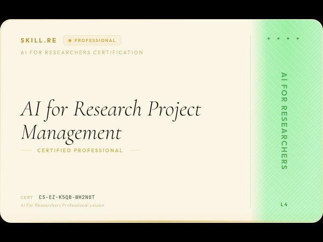 AI for Researchers: AI for Research Project Management