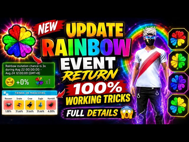 FREE FIRE FREE GARDEN NEW UPGRADE RAINBOW EVENT RETURN 😱 100% WORKING FULL DETAILS😱 CRAFT LAND MAP