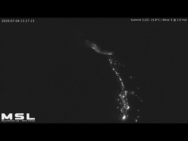 🔴 LIVE: Mayon Volcano Eruption, PH (SSW view) [RPi ircut-v2cam] 11:30 Jul-04-2026 (PST)