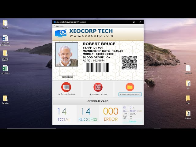 XEOCORP Bulk Business Card Generator with QR/Bar Code | JavaFx | Java | Image Processing
