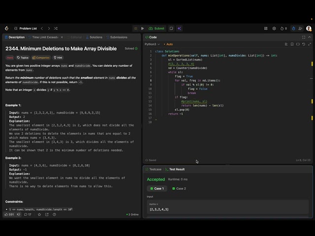 Minimum Deletions to Make Array Divisible