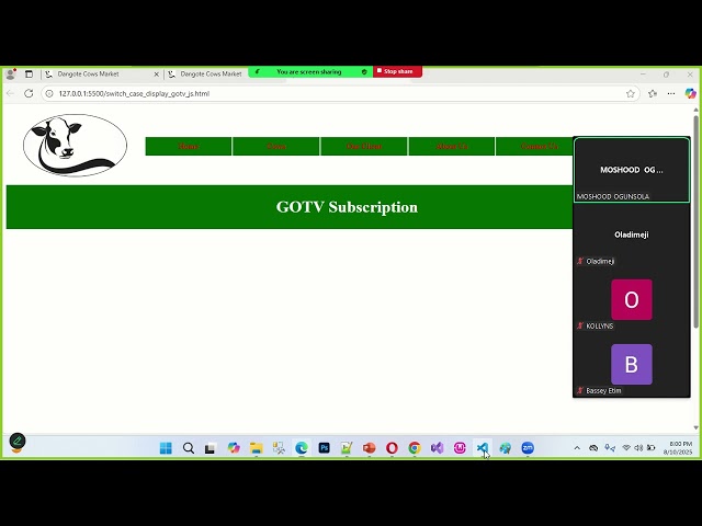 js day 4 switch case example 10 08 2025