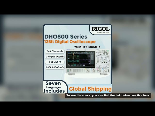 RIGOL DHO802/DHO804/DHO812/DHO814 Oscilloscopes | 70/100MHz, 2/4CH, 25Mpts Deep Memory, HDMI Output,