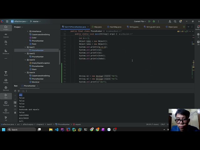 Effective java item 11: Hashcode, equals, == operator, memory address