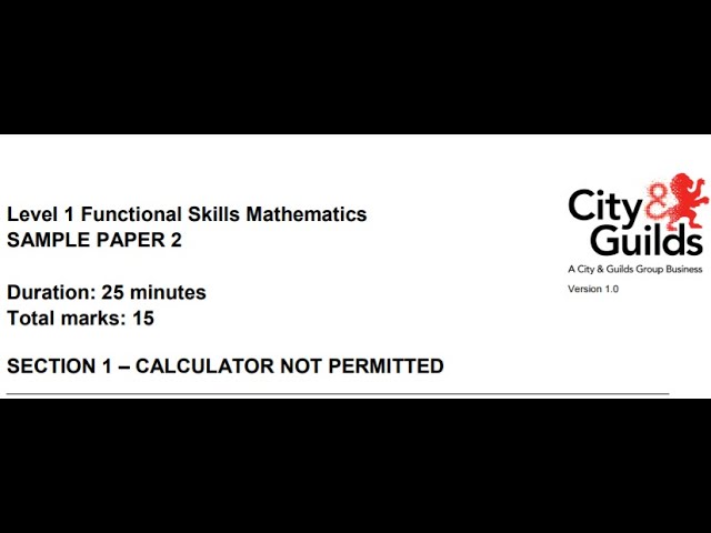 Functional Skills Maths L1 Sample Paper 2 City & Guilds (Complete)