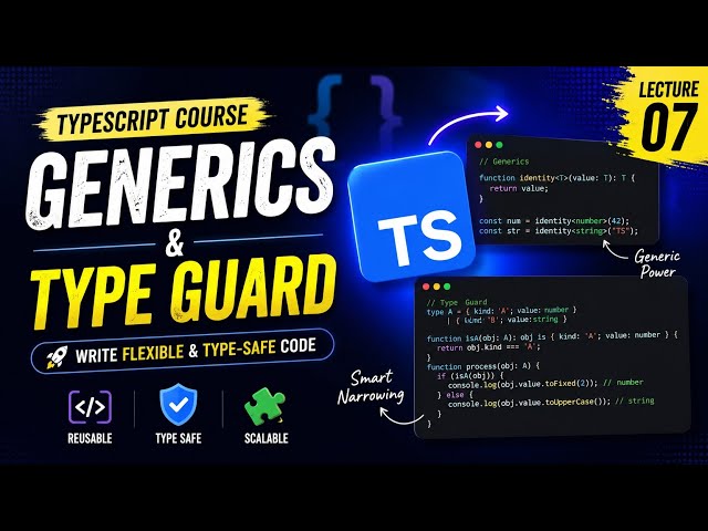 TypeScript Generics & Type Guards Explained in Hindi 🔥 | TypeScript Full Course Lecture 7