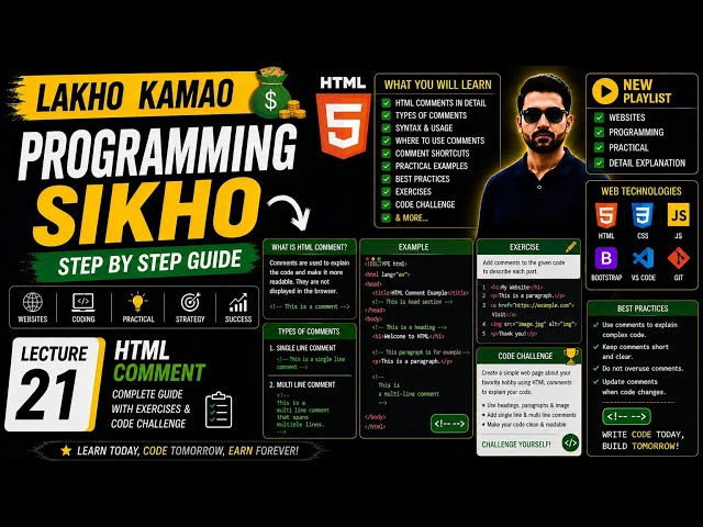 HTML Comments Explain in Urdu/Hindi | Exercise & Code Challenge | Lecture 21 | Complete HTML Course
