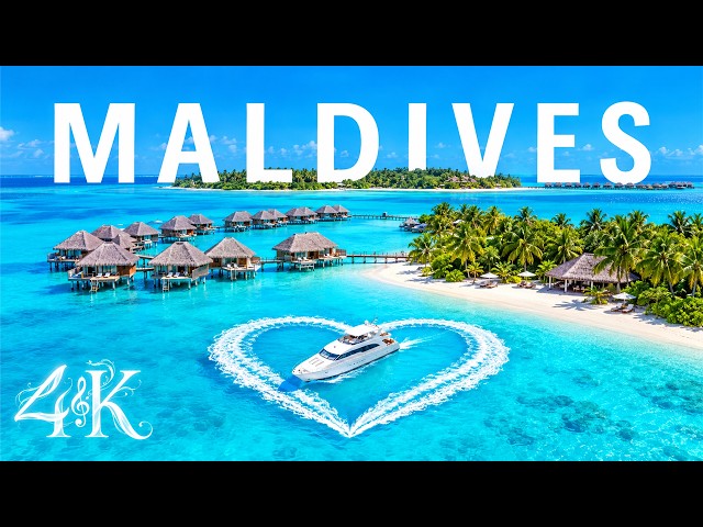 Maldives 4K Aerial 🇲🇻 | Turquoise Waters, Overwater Villas & Luxury Island Escape