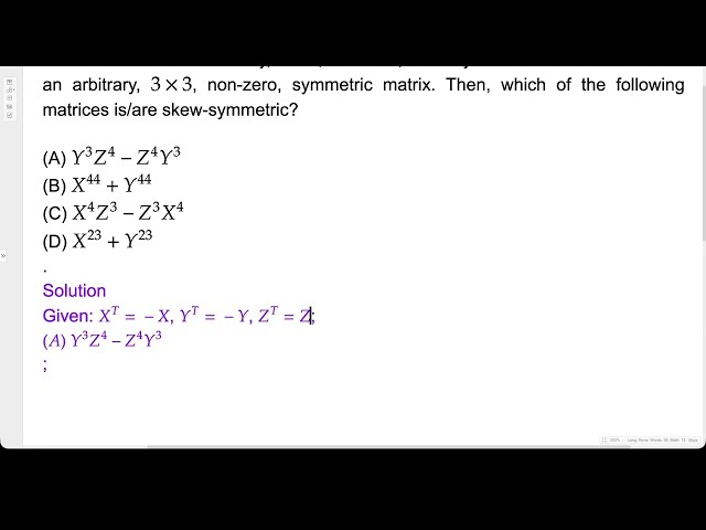 Problem Solving | Linear Algebra | JEE Advanced 2015
