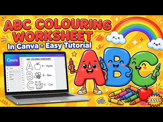 How to Make ABC Colouring Worksheet in Canva | Alphabet Tracing Worksheet Tutorial for Teachers