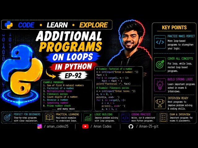 Additional Programs on loops in Python | EP-92