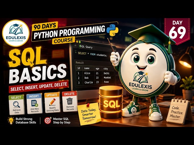 Day 69: SQL Basics in Python | SELECT, INSERT, UPDATE & DELETE | 90 Days Python Course | Edulexis