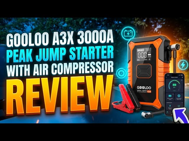 Gooloo A3X 3000A Peak Jump Starter with Air Compressor Full Review 🔥