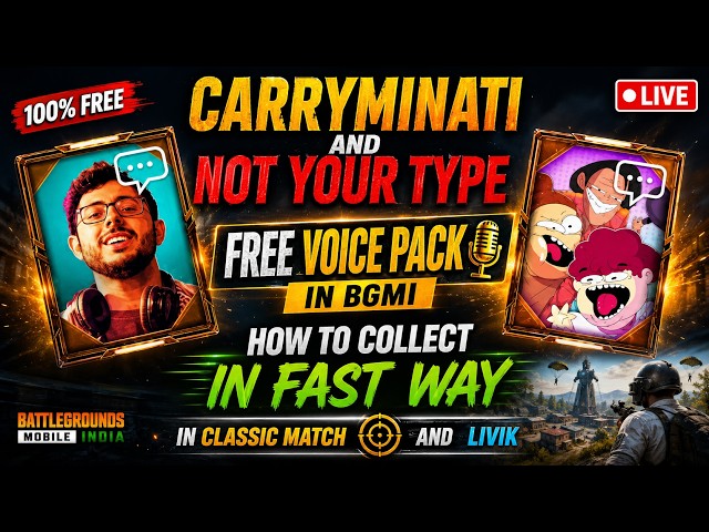 FREE VOICE PACK 😱 CARRYMINATI & NOT YOUR TYPE | BGMI FAST COLLECT TRICK  |  NEW SEASON IS HERE ☠️