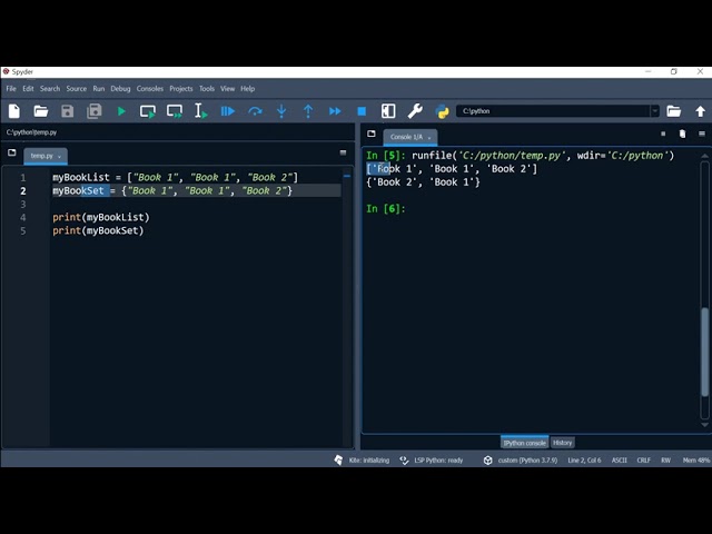 Python 32: Lists vs sets