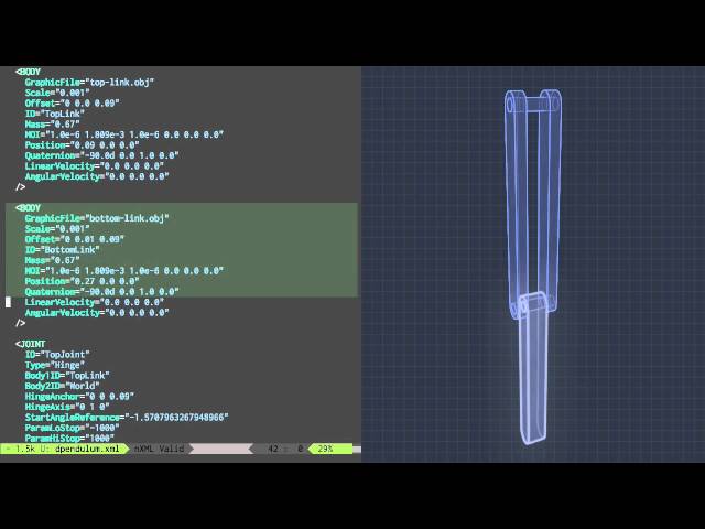 Construction of GaitSym pendulum model.