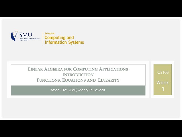 LA4CS, Chapter 1: Functions, Equations and  Linearity