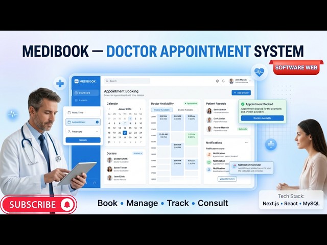 MediBook –Doctor Appointment & Patient Management System Using Next.js, React.js and MySQL #MediBook