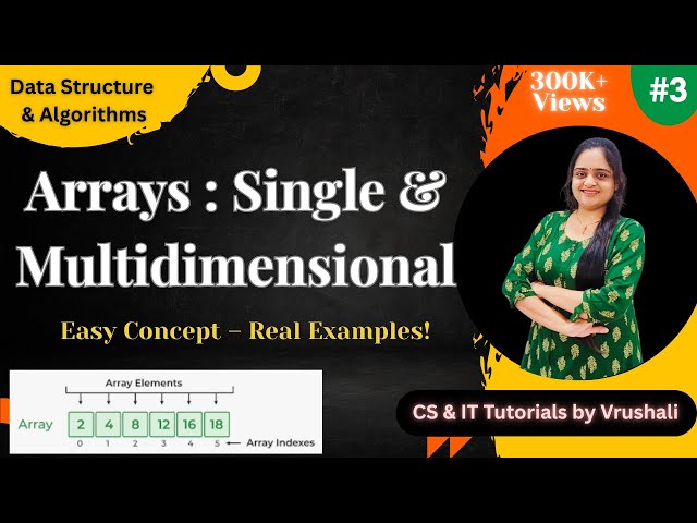 DSA 3 : Arrays: Single & Multidimensional Array with Examples #datastructures
