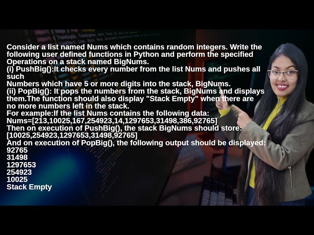 Program for push and pop operations on stack | Numbers which have 5 or more digits into the stack.