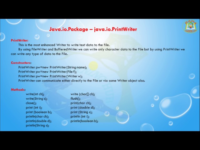 Lesson - 6 : java.io Package Printwriter Class in Java Programming Language
