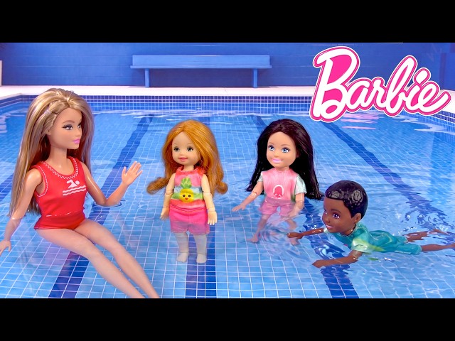 Barbie & Ken Doll Family Swimming Lesson Routine