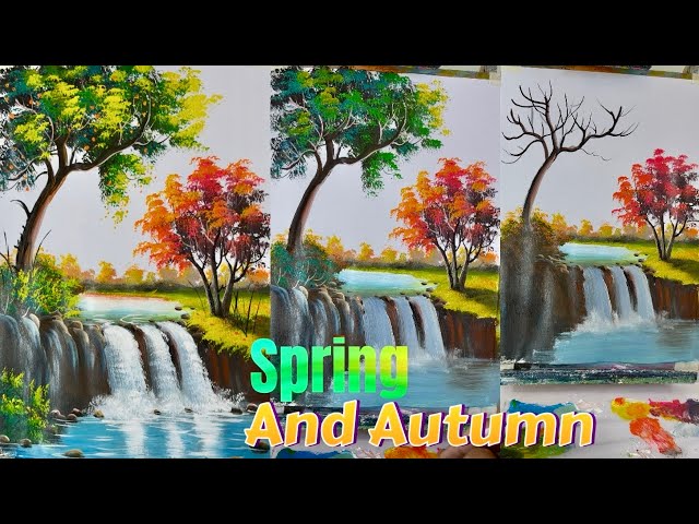 Spring and Autumn Landscape Painting | Relaxing Acrylic Art Tutorial | TreeFlow Art